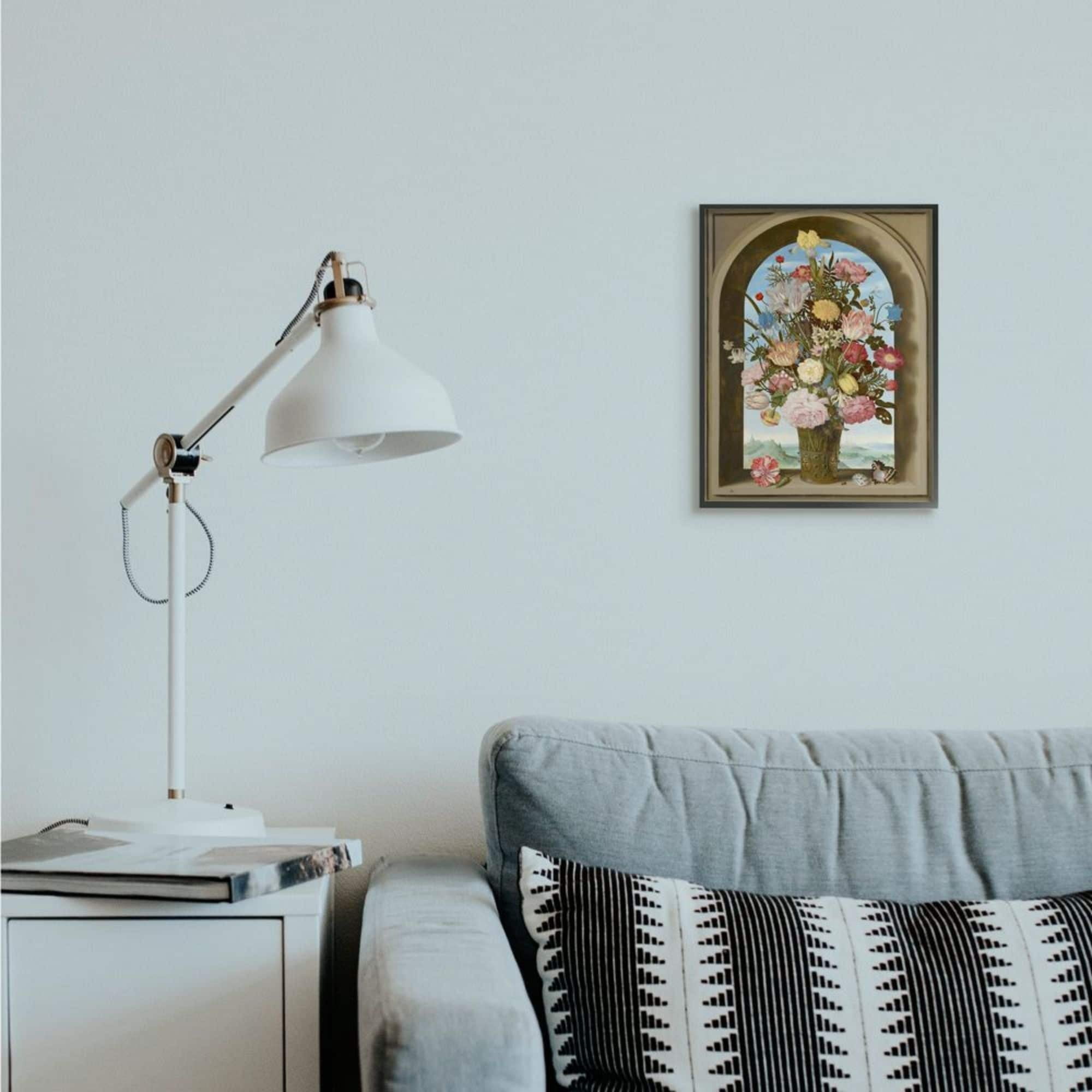Stupell Industries Vintage Floral Bouquet Brown Gothic Window Arch Design by Ziwei Li