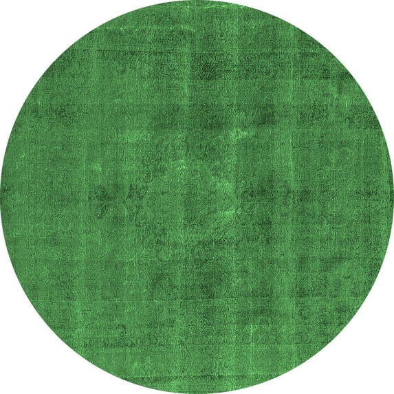 Ahgly Company Indoor Round Oriental Emerald Green Industrial Area Rugs, 7' Round