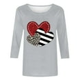 thumbnail image 4 of FASHOFT Valentinas Day Shirts for Women Crewneck 3/4 Sleeve T-Shirts Spring Love Heart Graphic Tee Tops Valentines Day Gifts for Her Grey M, 4 of 4