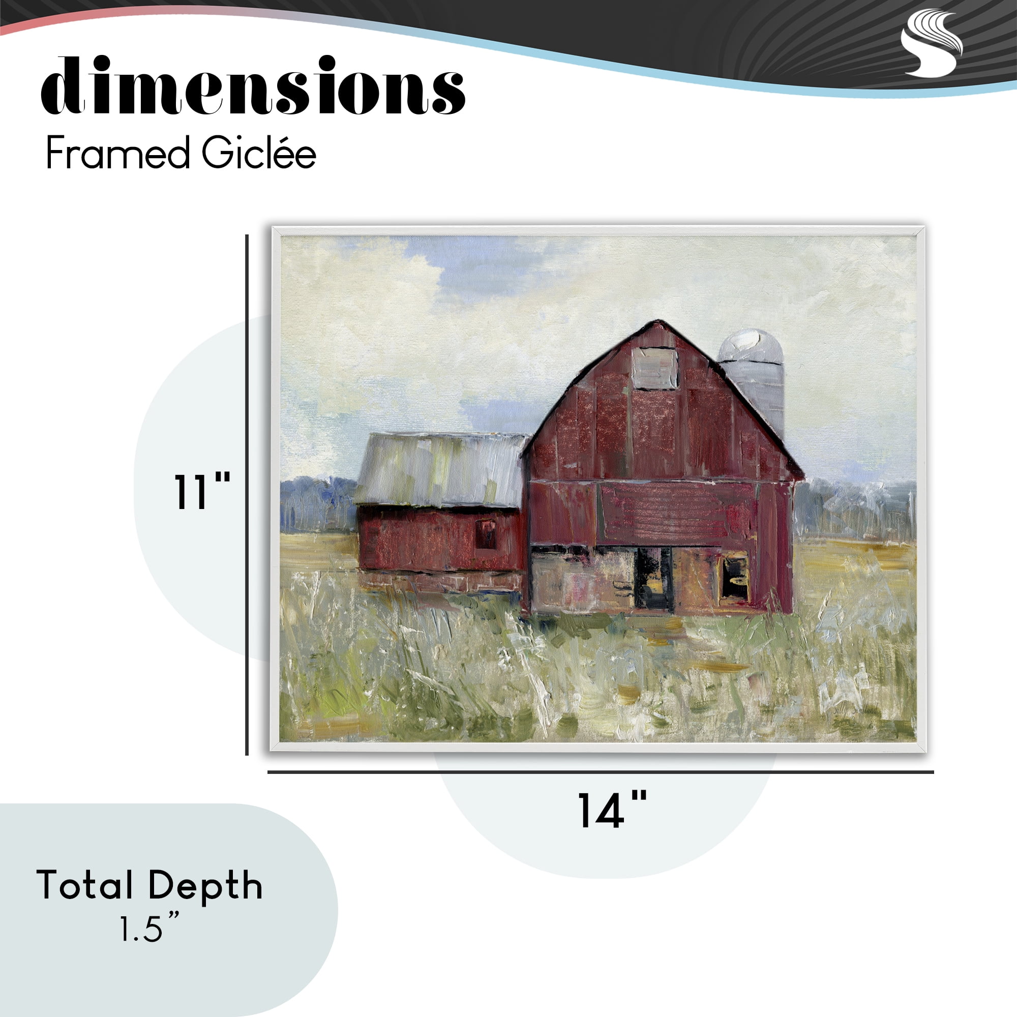 Stupell Industries Red Rugged Barn White Framed Giclee Art, design by Sally Swatland