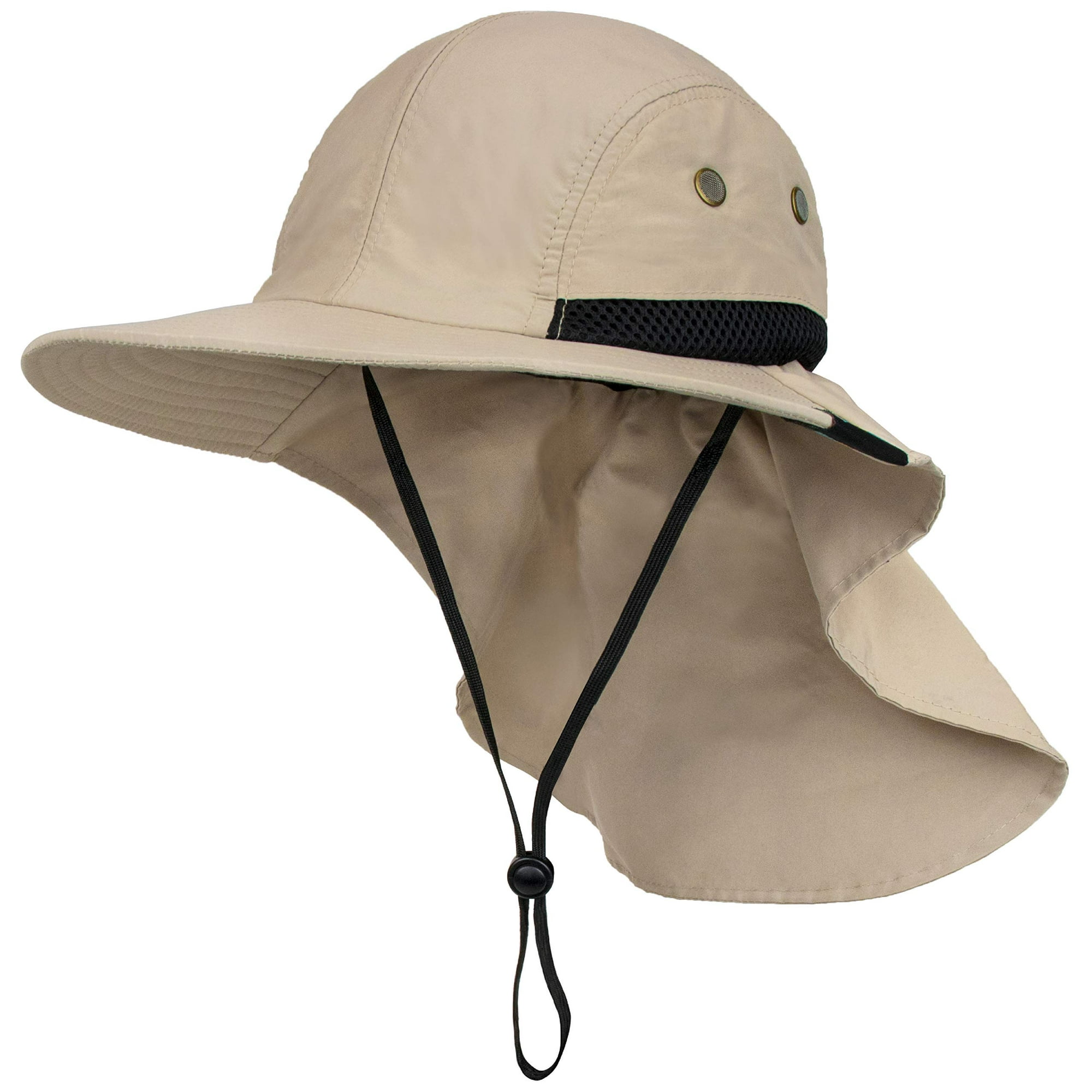 Chapeaux De Soleil Pour Homme Et Femme - Chapeau De Pêche UPF 50 à Large Bord Pour Safari, Plage, été, Protection UV, Beige, 7 à 7 1/4