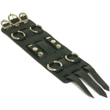 Leather Cuff Band - Wide Black Leather Watch Cuff Band