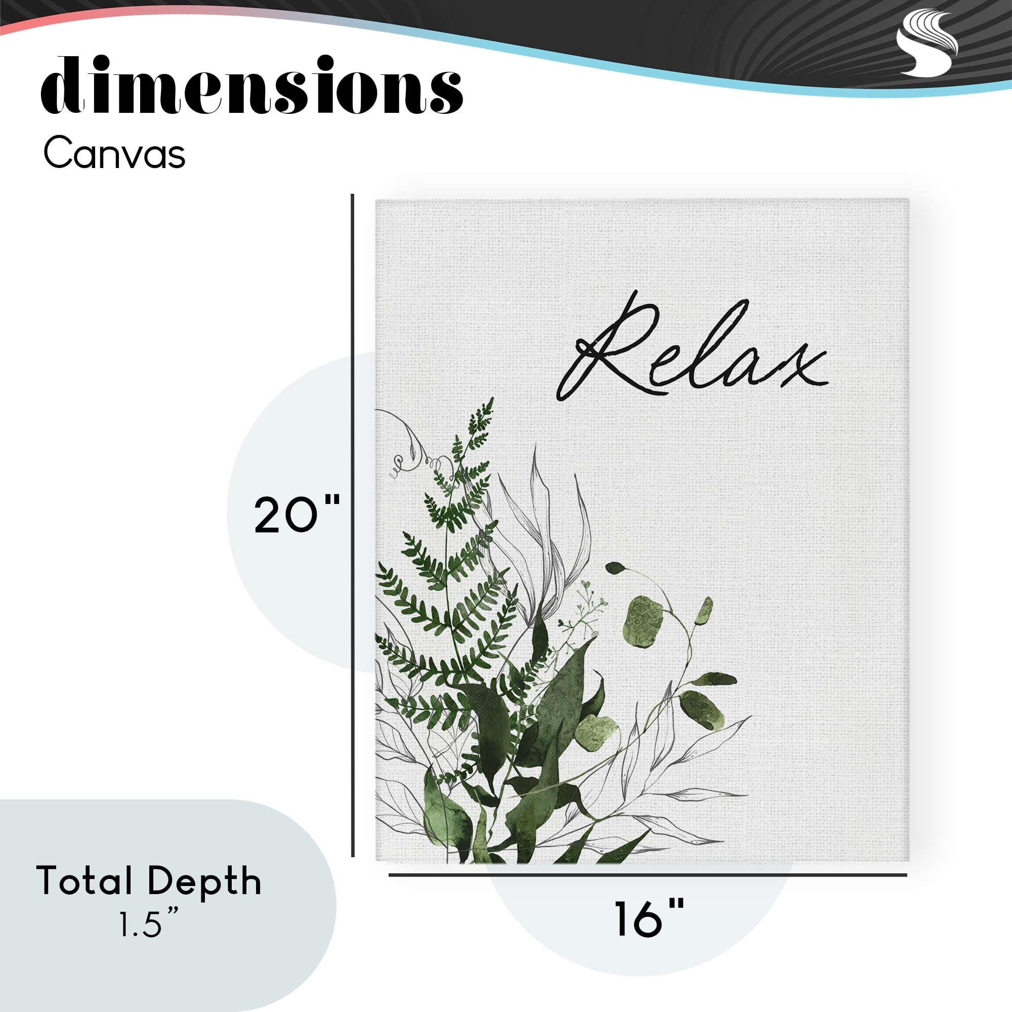 Relax Ferns & Botanicals Canvas Wall Art, design by Lettered and Lined