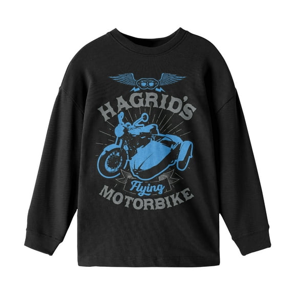 Harry Potter Hagrid's Flying Motorbike Boy's Black Long Sleeve Shirt-XS