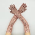 thumbnail image 3 of Fgnfyis Sparkly Sequin Long Opera Evening Gloves For Women 1920s Satin Dress Accessories Pink One Size, 3 of 3