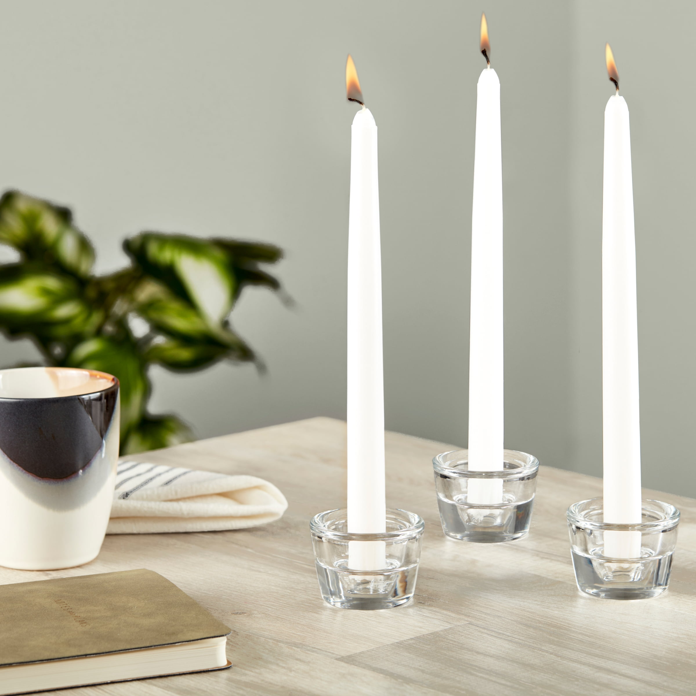 Mainstays Unscented Taper Candle, White, 4-Pack, 10 inches Long