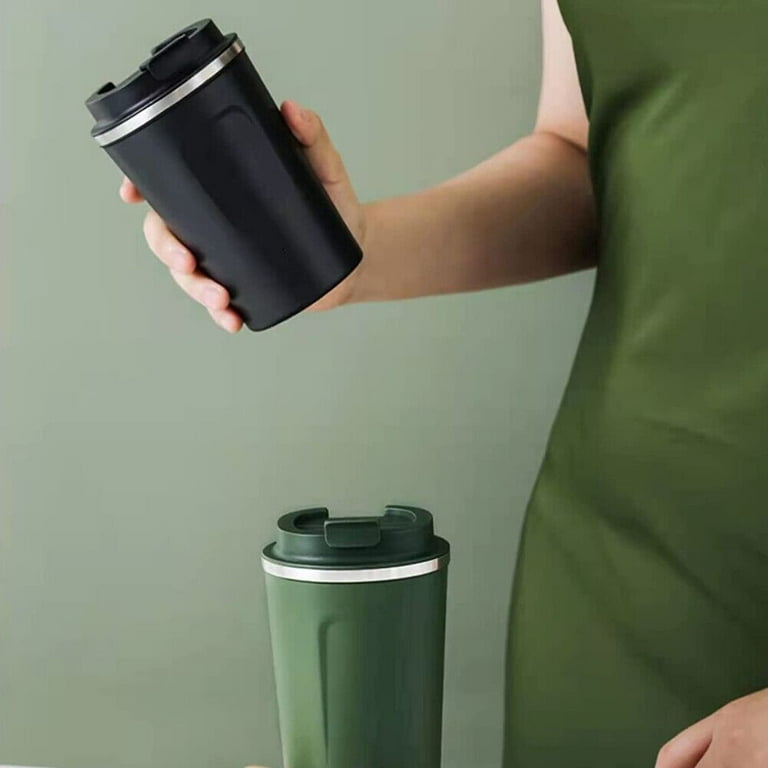 450ML Stainless Steel Coffee Cup Mug Handle Straw Lid Vacuum Flask  Insulated Coffee Mug Coffee Tumbler Cold Hot Water Bottle