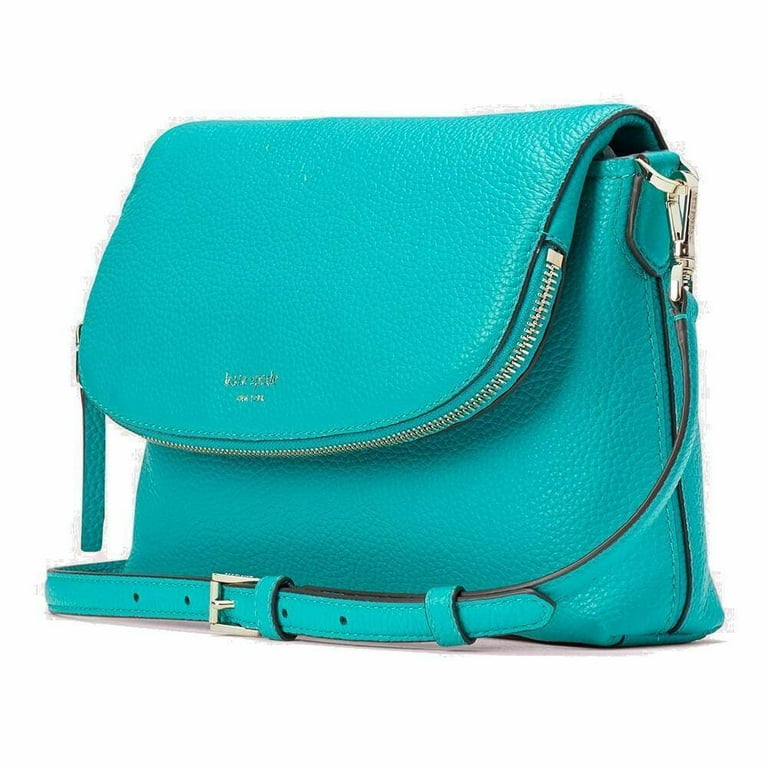Kate Spade New York Womens Polly Large Crossbody Fiji Green Convertible Leather Bag