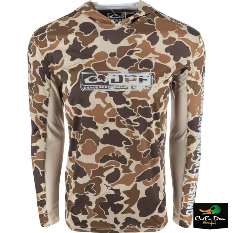 DRAKE PERFORMANCE FISHING DPF SHIELD 4 LIGHTWEIGHT PERFORMANCE HOODIE DRAKE OLD  SCHOOL CAMO 