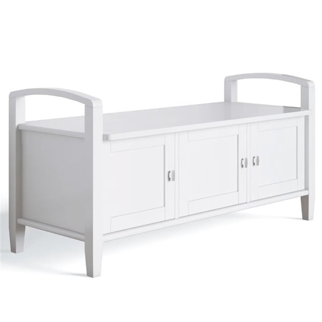 Simpli Home Warm Shaker en Bois 44 Pouces Banc d'Entrée Transitionnel Blanc
