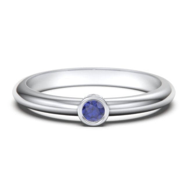 Classic Bezel Set Birthstone Ring - Blue Sapphire (September)