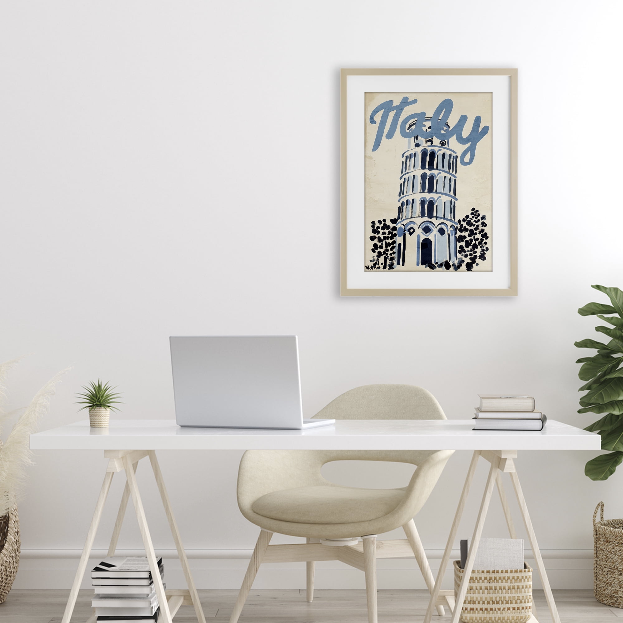 Stupell Industries Blue & Beige Italy Travel Birch Framed Print Under Glass, design by Annabelle Hall
