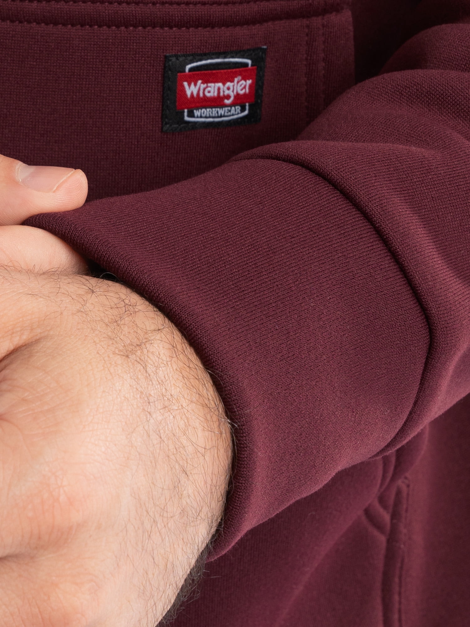 Wrangler Workwear Men's and Big Men's Relaxed Pullover Hoodie with Faux Shearling Lining, Sizes S-3XL