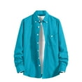 thumbnail image 7 of ZCFZJW Men's Oxford Shirt Solid Casual Solid Color Button Down Collar Shirts Long Sleeve Dress Work Shirts with Pocket Sky Blue XXL, 7 of 7