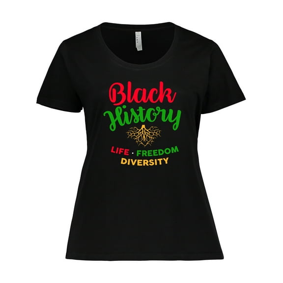 Inktastic Black History Life Freedom and Diversity Women's Plus Size T-Shirt
