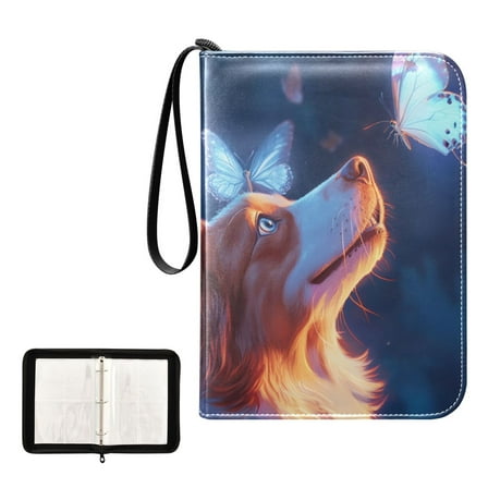 Game Card Storage Bag Collectible Trading Card Albums The 4-Pocket Card Binder With 50-Page Sleeve Can Hold 400 Game Cards Pretty Dog and Butterfly