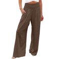 thumbnail image 2 of ZZwxWA Women Linen Palazzo Pants Summer Boho Wide Leg High Waist Casual Lounge Pant 2025 Beach Travel Vacation Outfits Drawstring Elastic High Waist Trousers Resort Wear, 2 of 5
