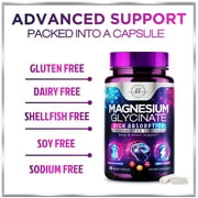 Magnesium Glycinate Supplement - 100% Chelated & Purified - to Support Sleep, Heart Health, Muscles, Bone Strength - Gentle, High Absorption Magnesium Formula - Vegan, Bottled in USA - 60 Capsules