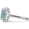 thumbnail image 3 of Sterling Silver Rhodium Light Swiss Blue Topaz & Diamond Ring (Size 6) Made In India qdx566-6, 3 of 5