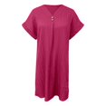 thumbnail image 4 of DHFJKG V Neck Tshirt Dresses For Women Short Sleeve Lightweight Summer Loose Fit Solid Color Mini Dress Casual Daily Wear Versatile Dresses, 4 of 5