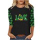 thumbnail image 1 of Camiseta de Cuello Redondo de Impresión Casual de Manga Superior de 3/4 de las Mujeres, Poliéster Ligero para la Fiesta de Verano de Primavera Y Diario, 1 of 8