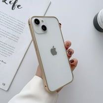 ELEHOLD for iPhone 14 Metal Bumper Case, Frosting Matte Metal Frame Case Soft TPU Inner Support Wireless Charging Non-Slip Slim Case for iPhone 14, Gold