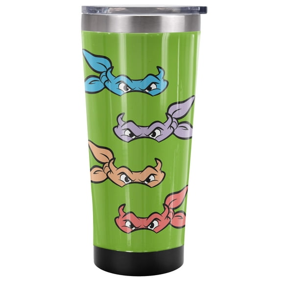 TMNT Teenage Mutant Ninja Turtles Official Masks 20 oz Travel Tumbler, Stainless Steel, Vacuum Insulated with Leak Resistant Slide-Lock Lid