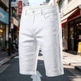 thumbnail image 5 of Avirosel Men's Casual Slim Fit Faux Denim Jean Shorts Skinny Stretch Summer Hot Short with Pockets for Summer Daily Wear White, 5 of 5