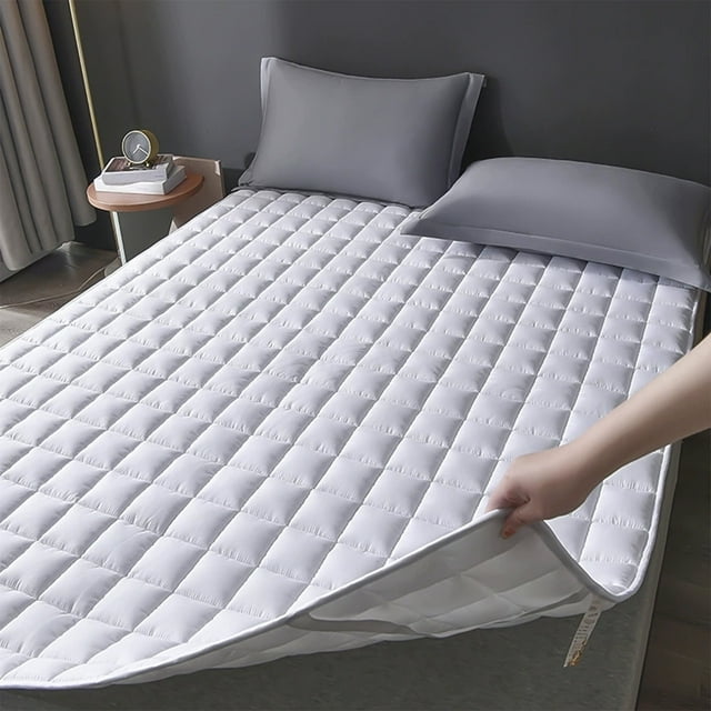 Fiber Mattress Pad Topper | Foldable Mattress Protector for Bed | Thick Soft Mattress Padded Layer for Enhanced Support and Comfort | Breathable Washable Polyester | 53x79 Inches | Home Dorm