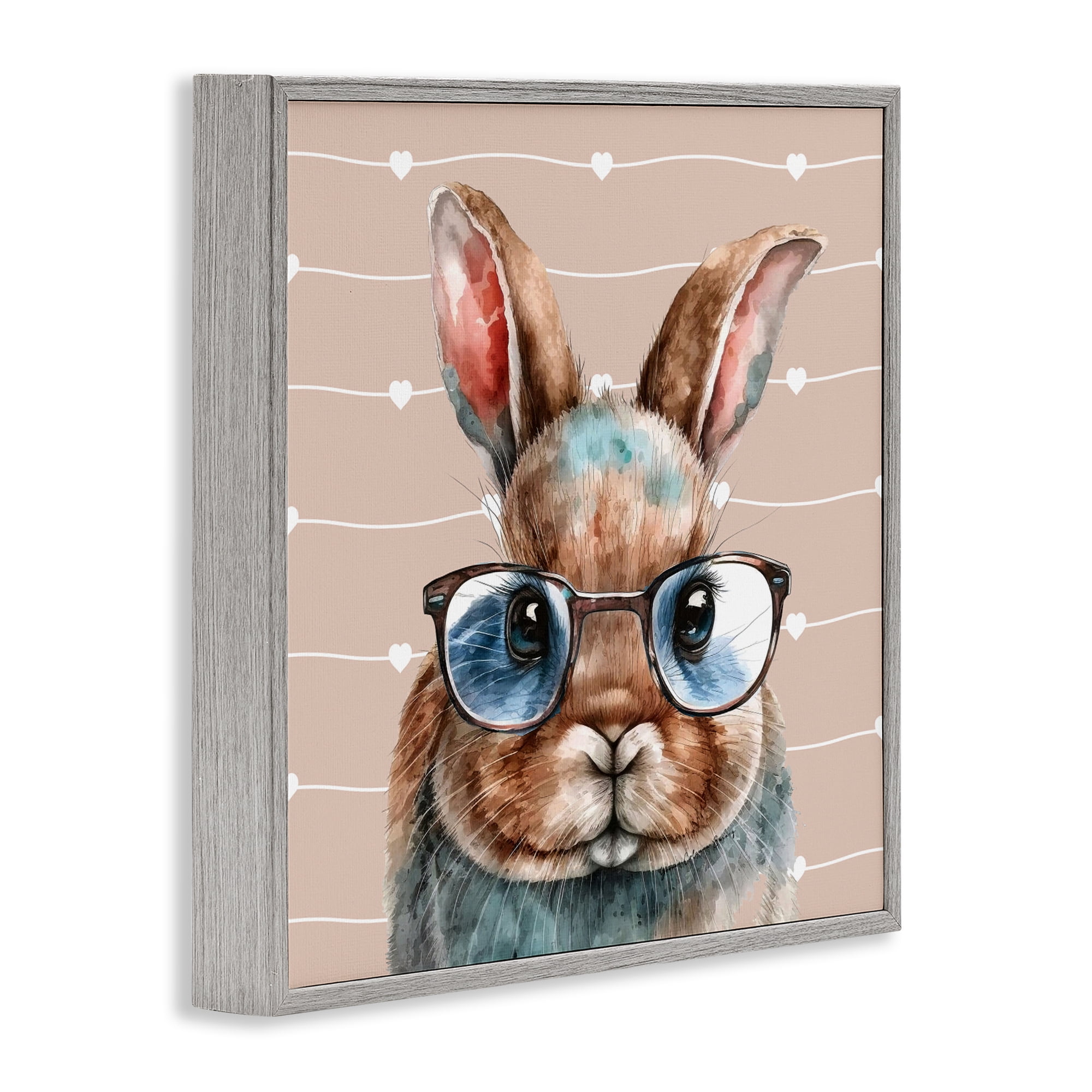Stupell Industries Buster Rabbit with Specs Gray Framed Giclee Art, design by Yvonne Coleman Burney