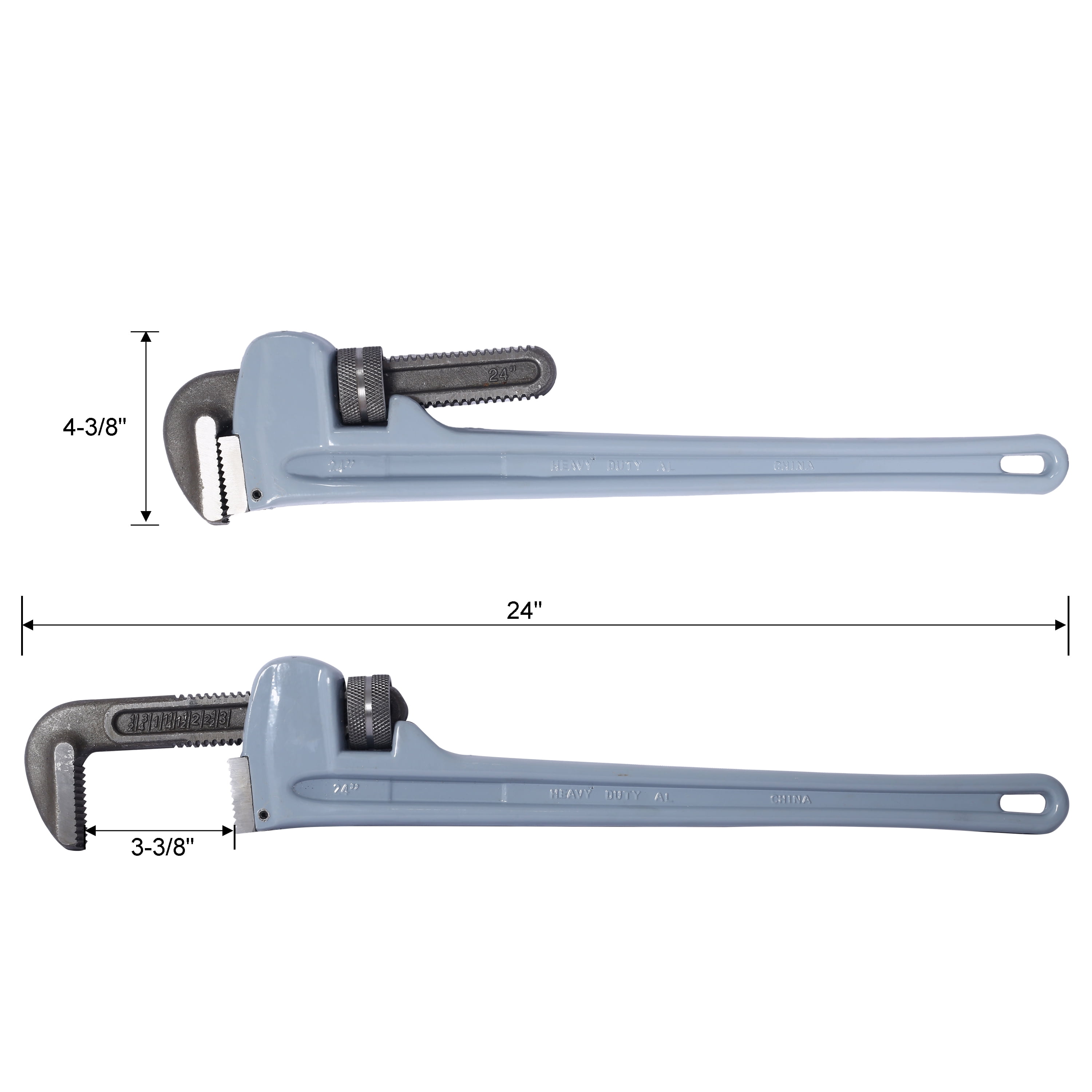 24 in Straight Pipe Wrench, Heavy Duty Plumbers Wrench, Hangable Design, for Water Pipes, Automotive Repairs