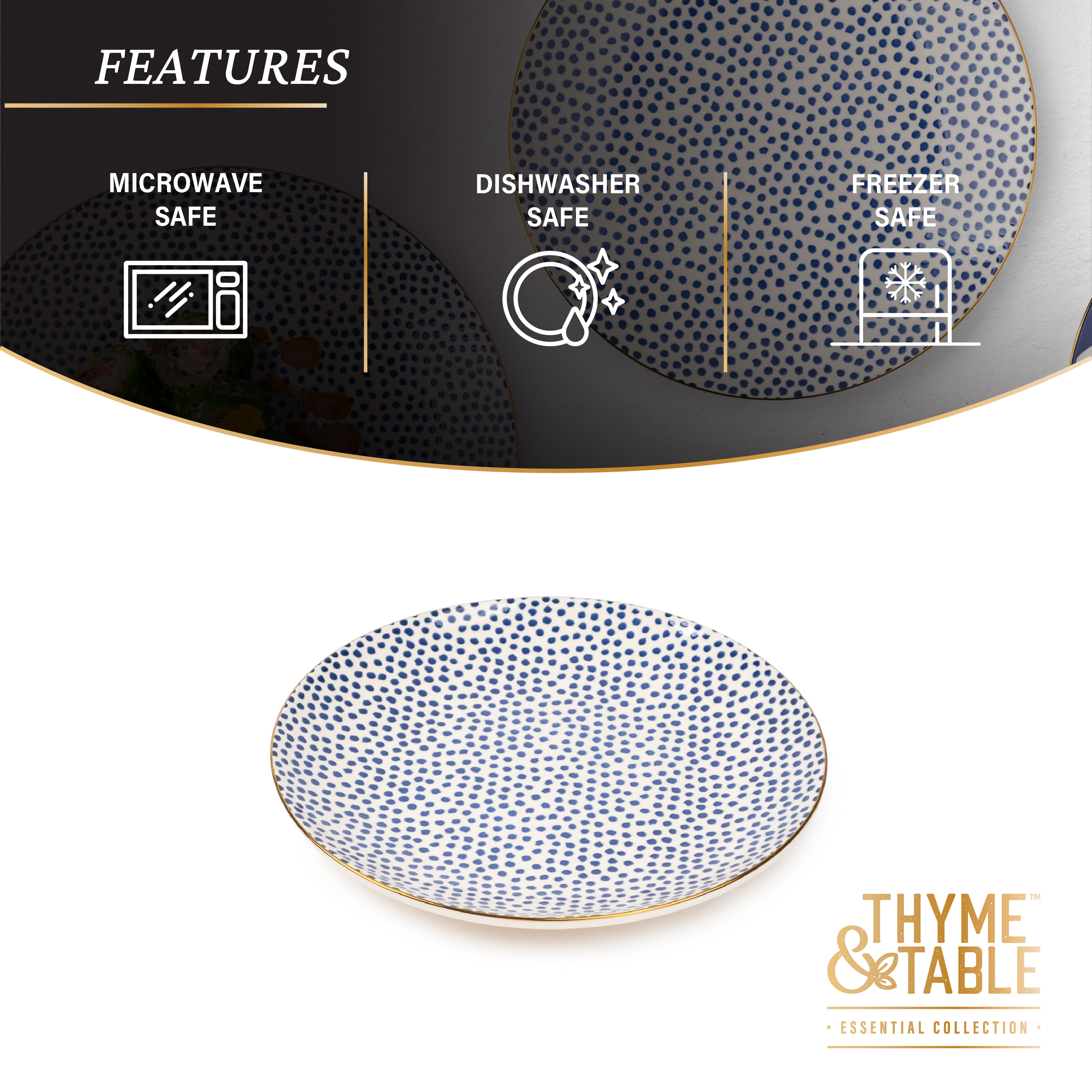 Thyme & Table Blue Dot Stoneware Round Salad Plate