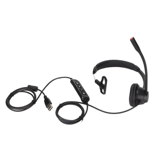 Auriculares USB de negocios de un solo oído, compatibles con el ajuste del volumen del altavoz, silenciador de micrófono, volumen, silenciador de una tecla