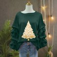 thumbnail image 5 of ClodeEU Women's Sweatshirt With Christmas Tree Print ,Ruffle Long Sleeve Round Neck Loose Fit Pullover Tops Army Green,Womens Plus XL, 5 of 5