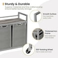 thumbnail image 4 of Laundry Hamper, Laundry Basket, Laundry Sorter with 2 Removable Bags, Clothes Basket with 2 Compartments, Wheels, Shelf for Laundry Room Bathroom Bedroom (2 Bags-Gray), 4 of 7