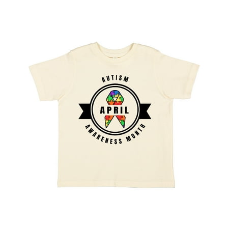 

Inktastic April Autism Awareness Month Badge with Puzzle Ribbon Gift Toddler Boy or Toddler Girl T-Shirt