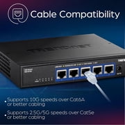 TRENDnet TEG-S750 5-Port Unmanaged Network Switch with 100 Gbps Capacity and Fanless Design, Black