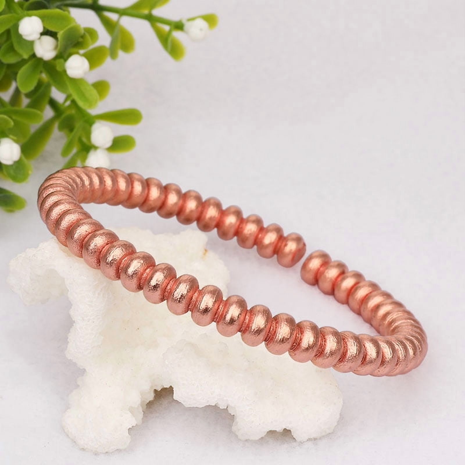 Wollet Non Magnetic Pure Copper Bracelet for Men Women, Set of 2, Length: 6.8&7.4 in, Handmade Copper Jewelry Bracelet Anti Rheumatism