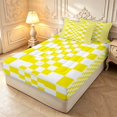 thumbnail image 2 of Manfei Modern Checkered Zipper Full Size Comforter Sets with Fitted Sheet and 2 Pillowcases,Art Grid Zipper Bedding Set,Yellow,Light Gray Reversible,4pcs, 2 of 8