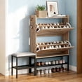 thumbnail image 2 of Ktaxon Farmhouse Shoe Cabinet w/ Bench, Entryway Shoe Storage Cabinet Shoe Rack Organizer for Hallway Bedroom Closet Living Room Home Apartment, Washed Gray, 2 of 14