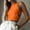 Orange, variant on Aobny Summer Leisure Women's Tank Tops Ribbed White Basic Tops High Neck Open Back Crop Juniors Tops