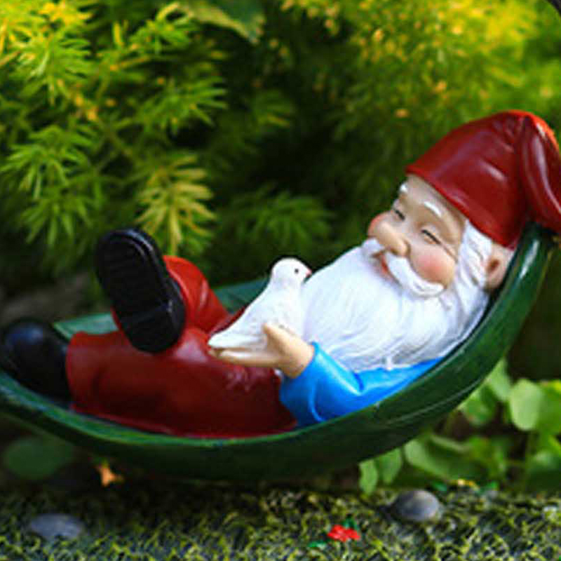 Egmy Garden Gnomes, Creative Garden Statues Hammocks Gnome, Patio