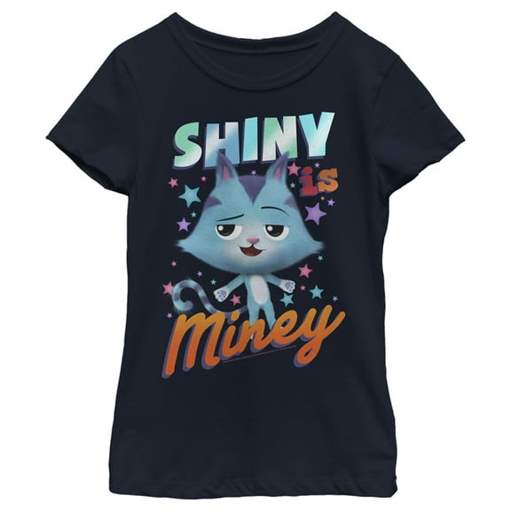 Girls 7-16 Gabby's Dollhouse Catrat Shiny Is Miney Portrait Graphic Tee Color: Navy Size: MEDIUM