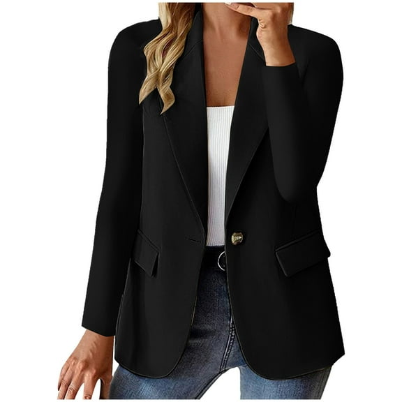 felwors Women Business Casual Open Front Blazers Office Work Lightweight Coats Work Suit Spring Fall Blazer Black, XXXL