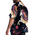 thumbnail image 3 of Starry Unicorn Men's Short Sleeve Hawaiian Beach Shirt Casual Printed Button Down Summer Unisex Casual Shirt, 3 of 6