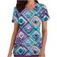 thumbnail image 1 of Fiudx Camisas para Mujer Blusa de Manga Corta con Cuello En V para Mujer, Uniforme de Trabajo, Impresión de Bolsillo, 1 of 3
