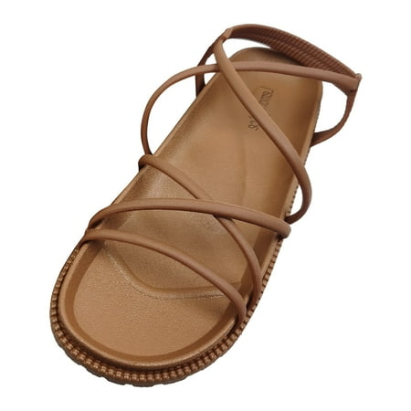 

GWAABD Women Water Sandals Women s New Roman Style Thick Bottom Fairy Style Beach Flat Sandals