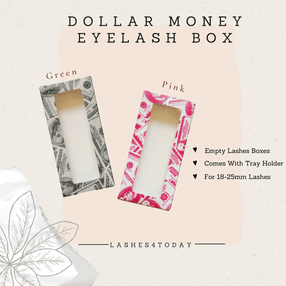 Wholesale 50 Pieces Empty Eyelash Case Boxes Lash Box Packaging Empty Lash Boxes Paper Cardboard Plastic Eyelash Storage Box False Lashes Cases Holder Dollar Money