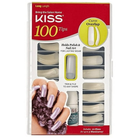 KISS Salon Acrylic Natural Nails - 100 Piece Kit Curve Overlap - 100PS08