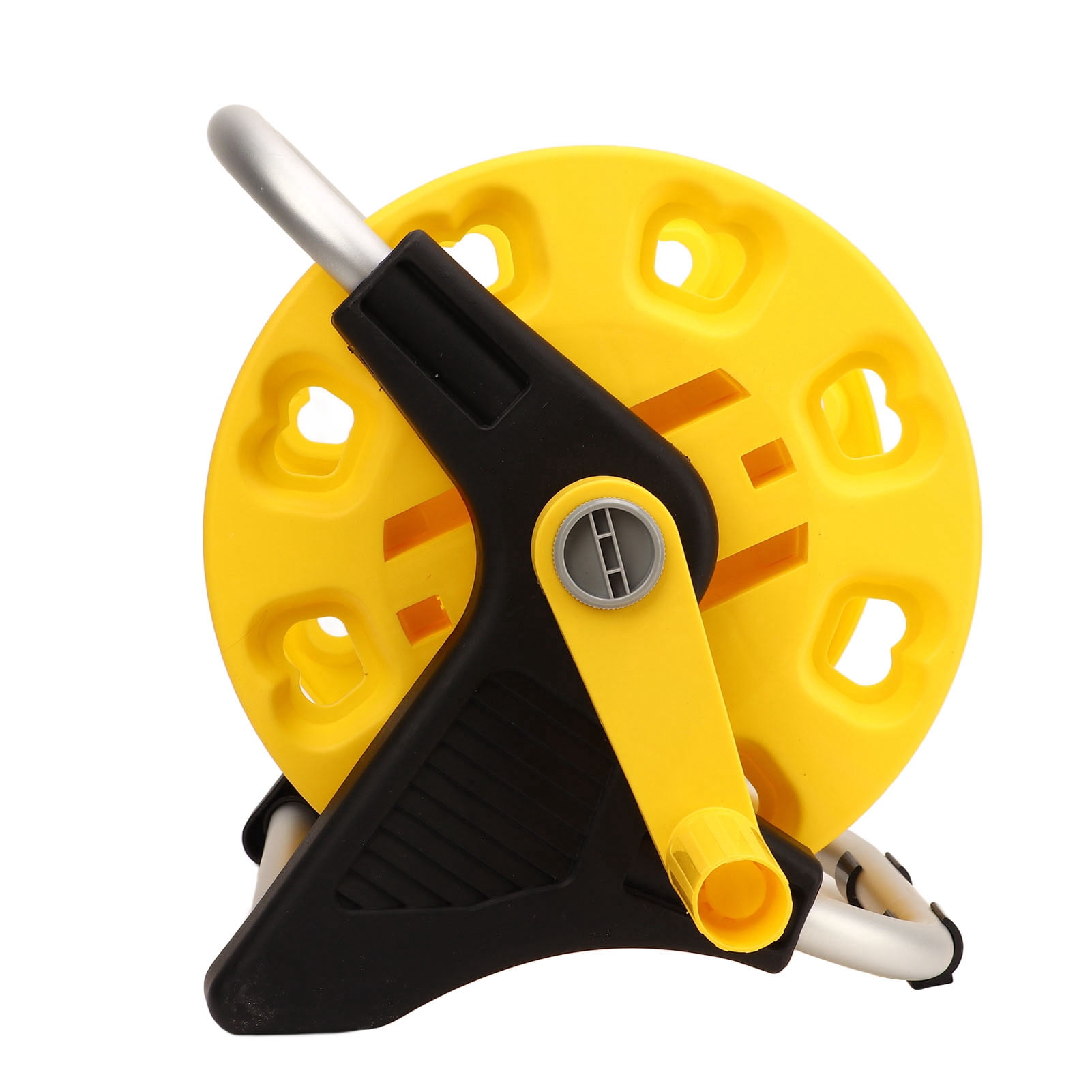 LAZIOEGR Portable Garden Hose Reel Cart in Yellow (11.2x10.4x9.8in / 28.5x26.5x25cm), Holds Up to 20m of 16mm OD Waterpipe, Lightweight Yard & Lawn Car Washer Storage Tool Organizer for Outdoor Use